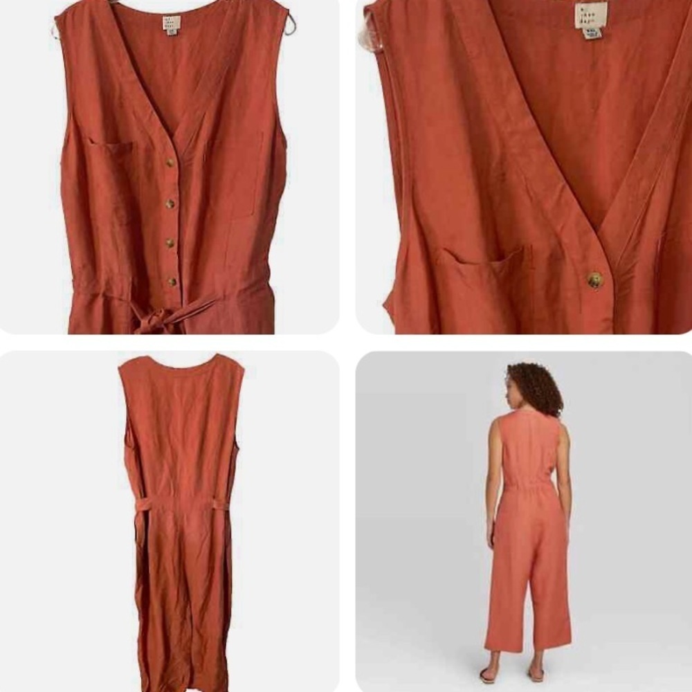 08 A New Day Rustic Red Jumpsuit Belted Chic - Picture 15 of 16